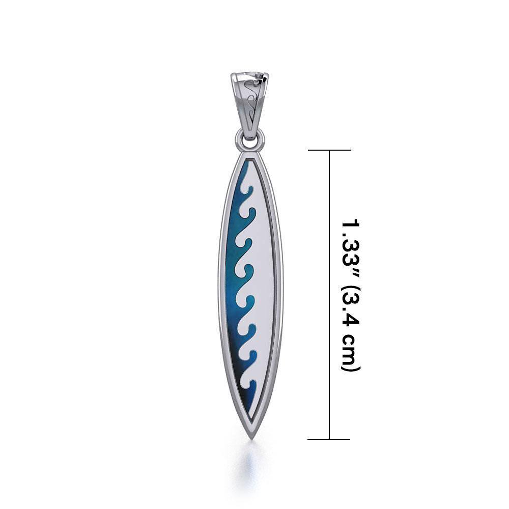 Waves Surfboard Silver Pendant TP1533