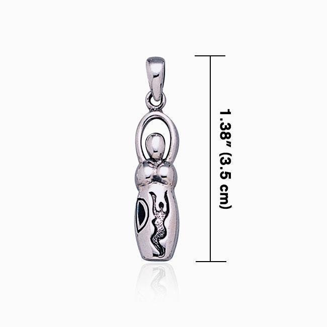 Engraving Goddess Silver Pendant with Inlay Stone TP1553