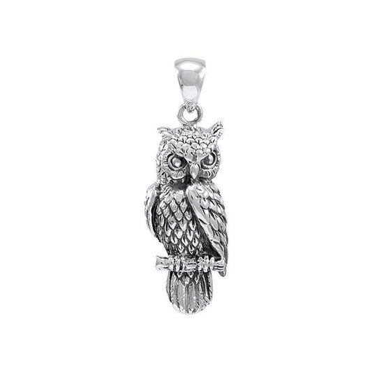 Nature’s wise representation ~ Sterling Silver Jewelry Owl Pendant TP1619