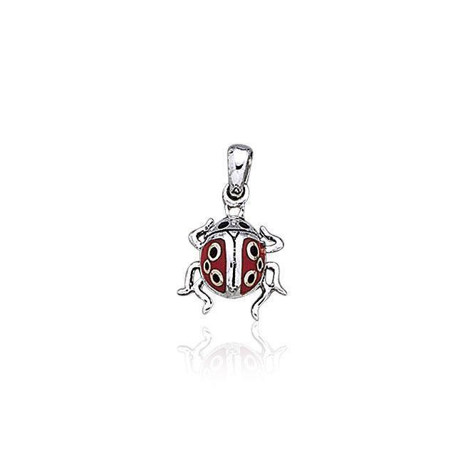 Inlaid Ladybug Silver Pendant TP1637