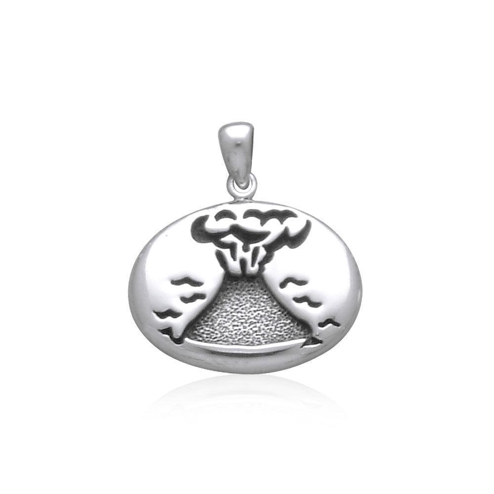 Hawaii Volcano Engraved Small Silver Pendant TP1642