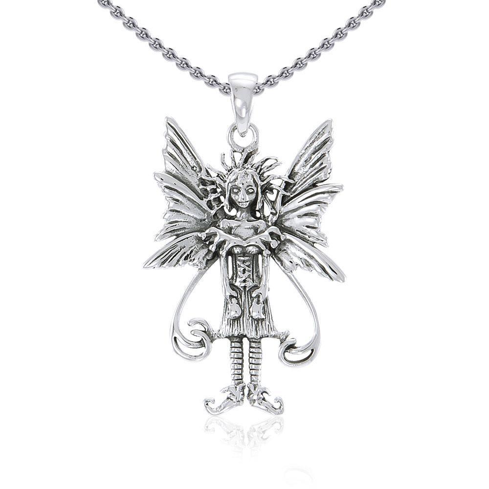 Amy Brown Caffeine Overload Fairy Sterling Silver Jewelry Pendant TP1661