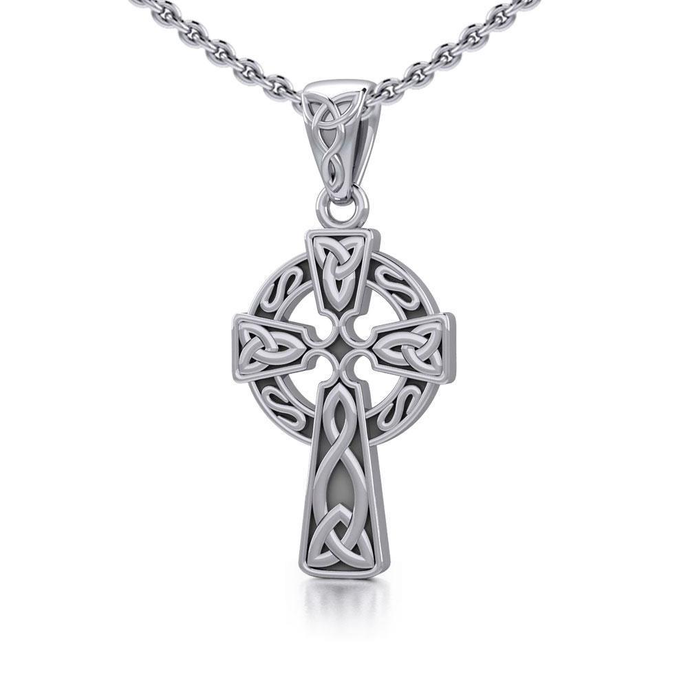 Celtic Knotwork Cross Silver Pendant TP192