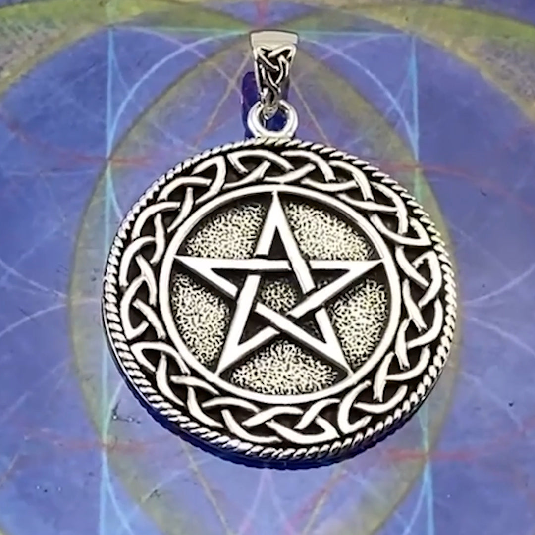 Pentacle with Celtic Border Sterling Silver Pendant TP202