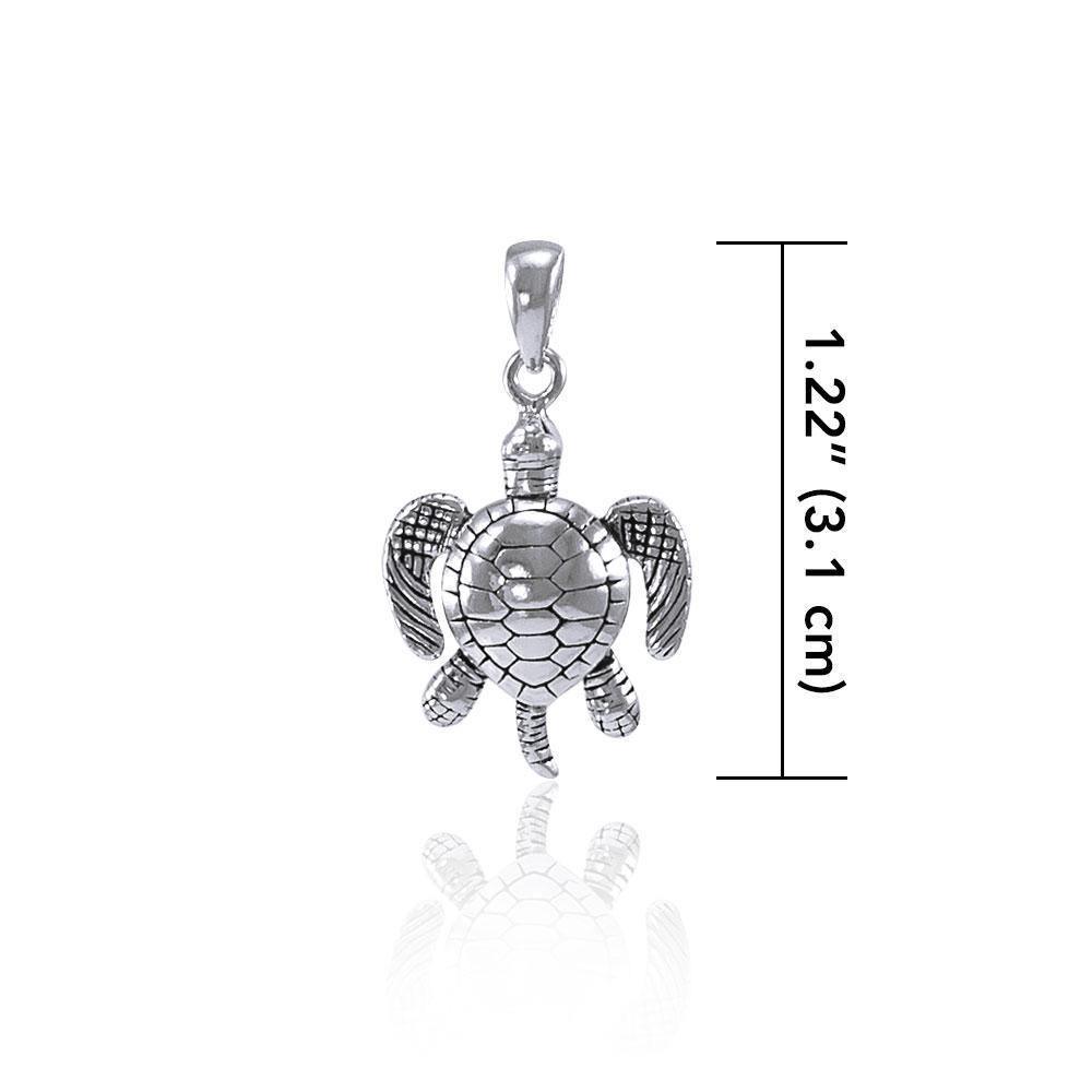 Sea Turtle of Good Luck ~ Sterling Silver Pendant Jewelry TP2182