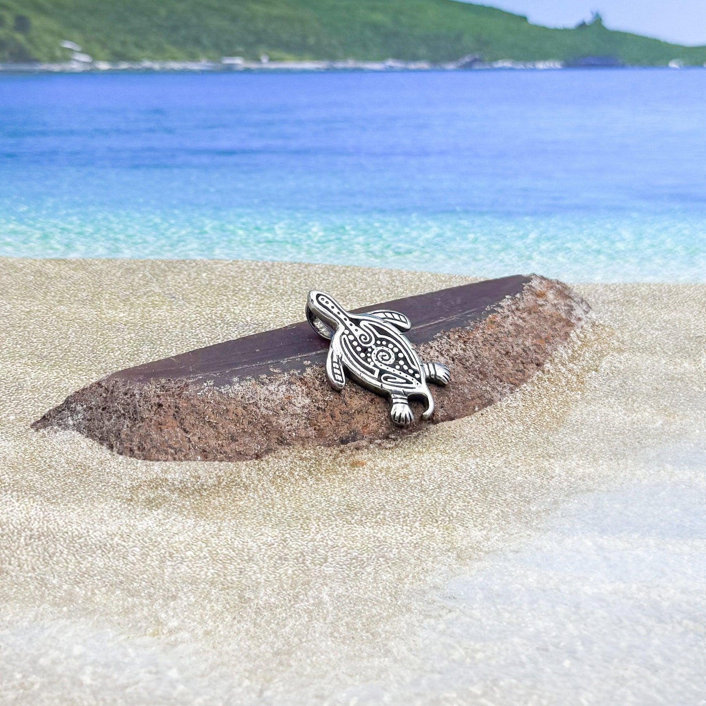 Aboriginal inspired Turtle Sterling Silver Pendant TP2326 - Wholesale Jewelry