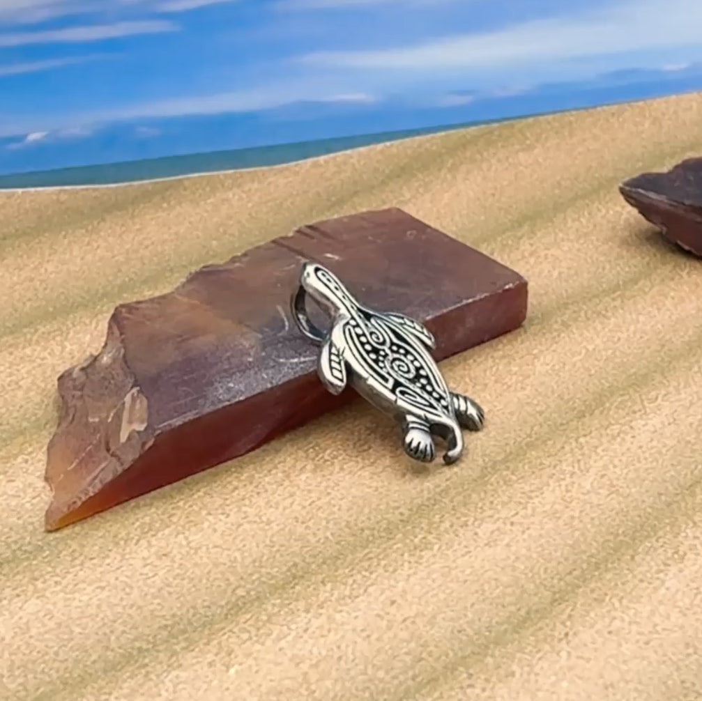Aboriginal inspired Turtle Sterling Silver Pendant TP2326