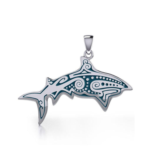 Dive into Ancient Wisdom: Aboriginal Shark Silver Pendant - TP2329 | Embrace the Strength and Spirit of the Shark