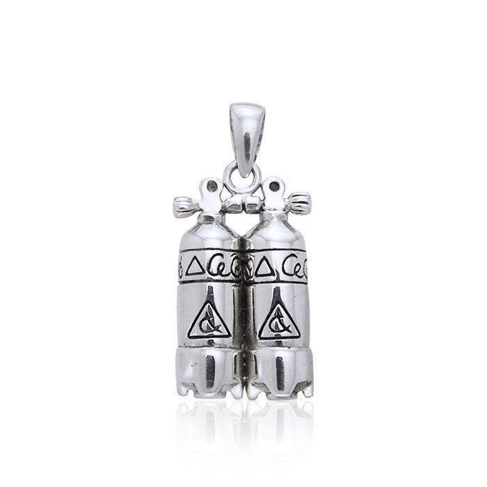 Double Dive Air Tank Silver Pendant TP2331