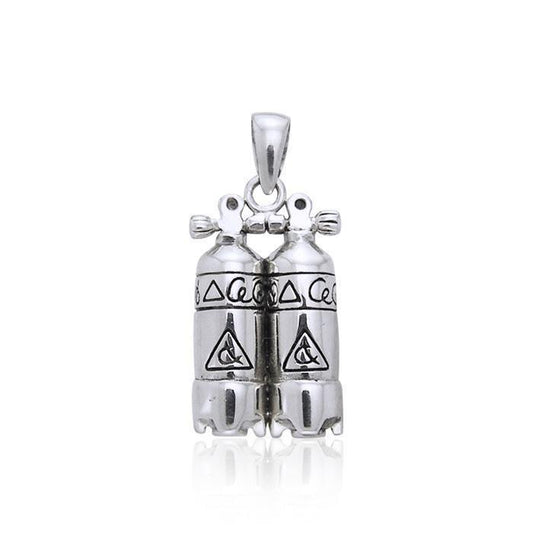 Double Dive Air Tank Silver Pendant TP2331