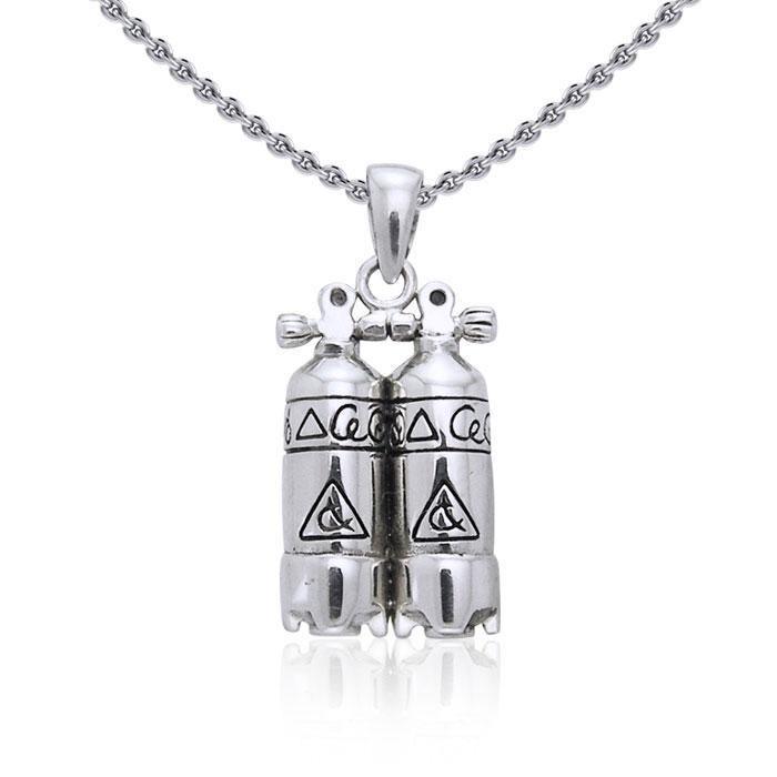 Double Dive Air Tank Silver Pendant TP2331