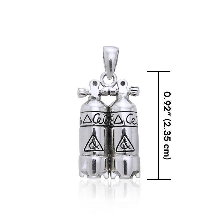 Double Dive Air Tank Silver Pendant TP2331