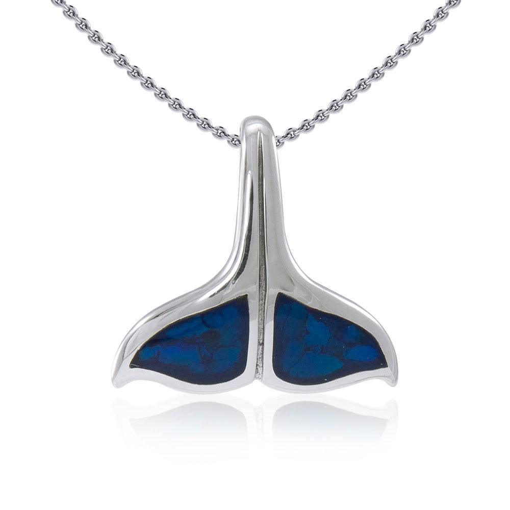 Inlaid Whale Tail Silver Pendant TP2333
