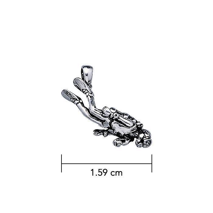 Descending Scuba Diver Sterling Silver Pendant TP2360
