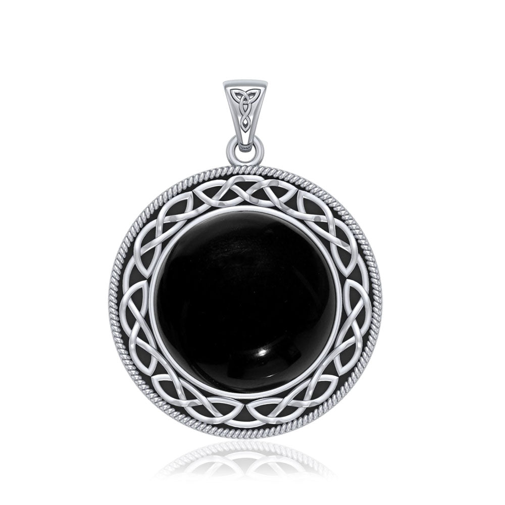 Celtic Knotwork Sterling Silver Plated over Solid Brass Pendant with Stone BTP241*