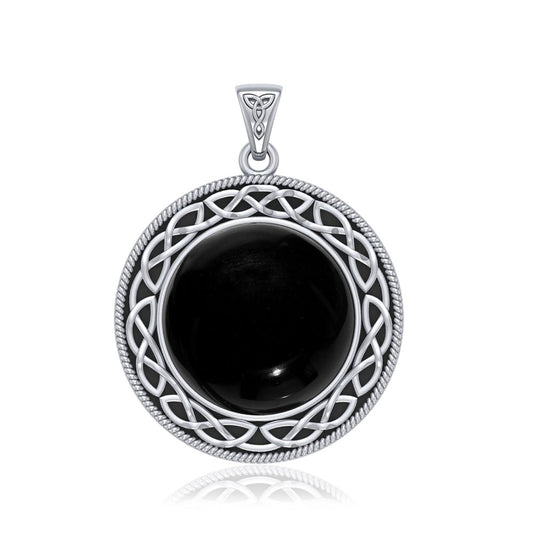 Celtic Knotwork Sterling Silver Plated over Solid Brass Pendant with Stone BTP241*