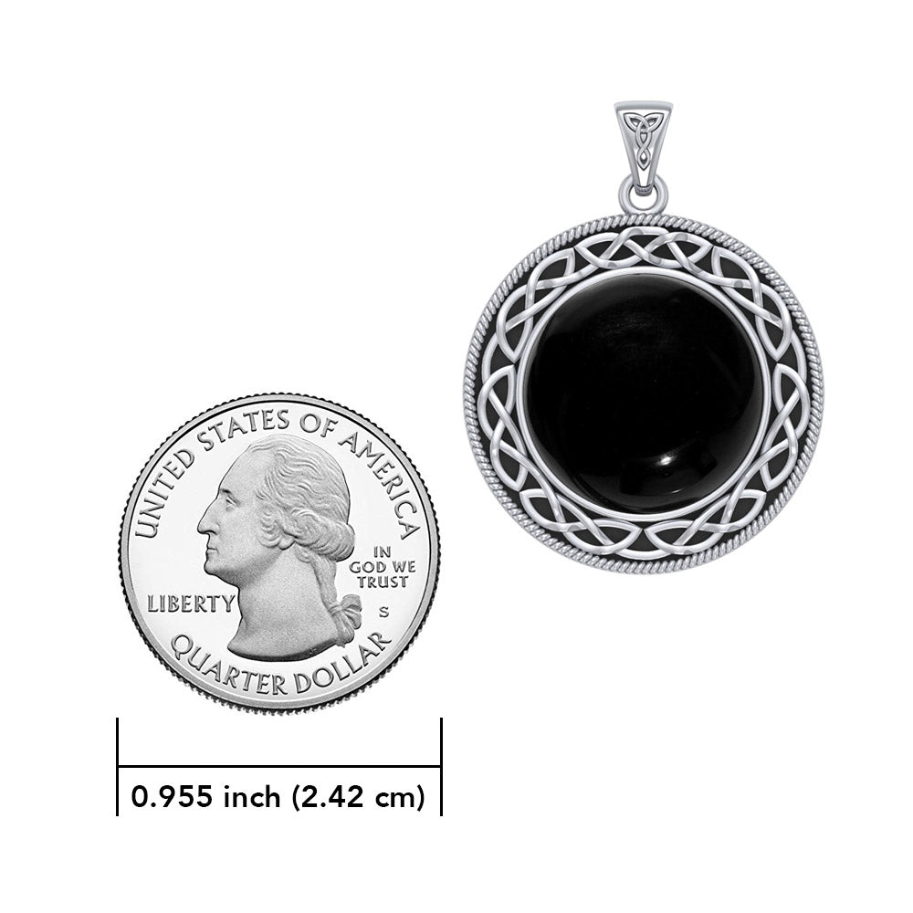 Celtic Knotwork Sterling Silver Plated over Solid Brass Pendant with Stone BTP241*