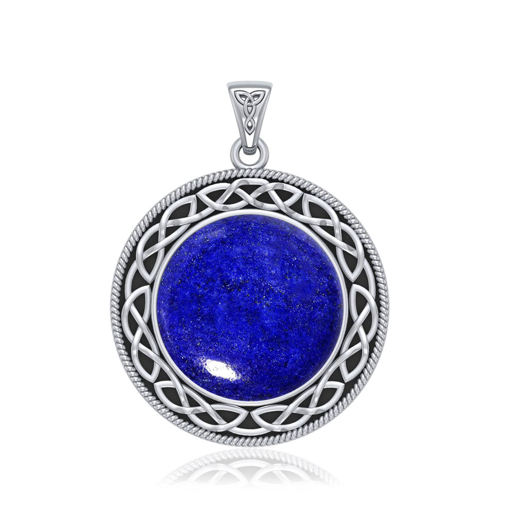 Celtic Knotwork Sterling Silver Plated over Solid Brass Pendant with Stone BTP241*