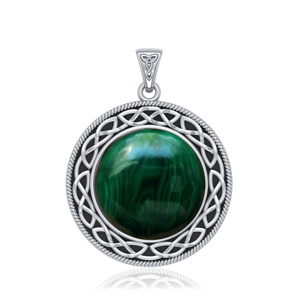 Celtic Knotwork Sterling Silver Plated over Solid Brass Pendant with Stone BTP241*