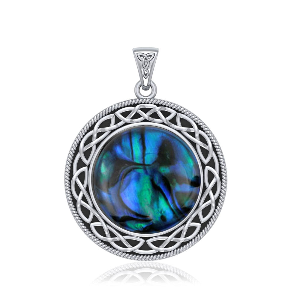 Celtic Knotwork Sterling Silver Plated over Solid Brass Pendant with Stone BTP241*