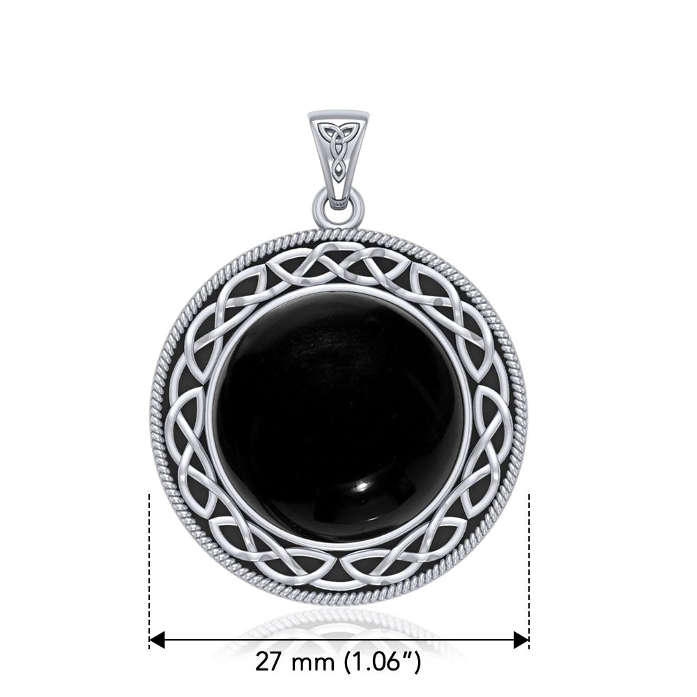 Celtic Knotwork Sterling Silver Plated over Solid Brass Pendant with Stone BTP241*