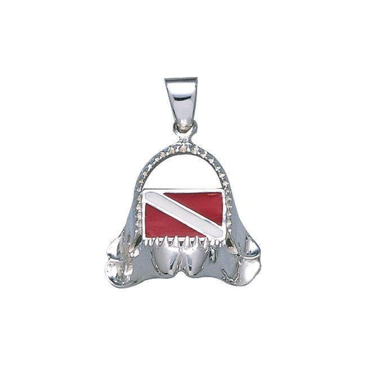 Shark Jaw with Dive Flag Silver Pendant TP2692