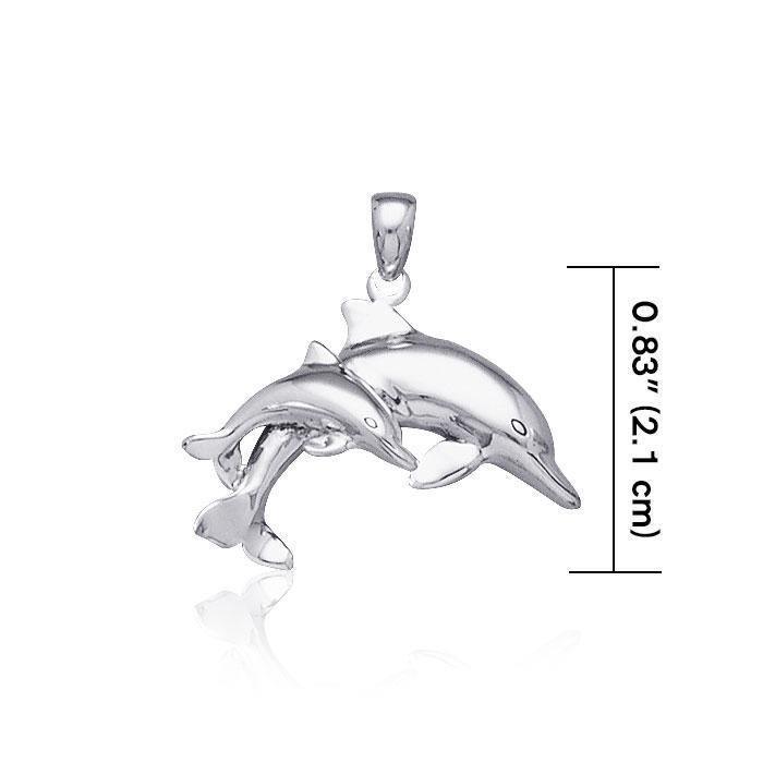 Mother and Baby Dolphin Silver Pendant TP2701