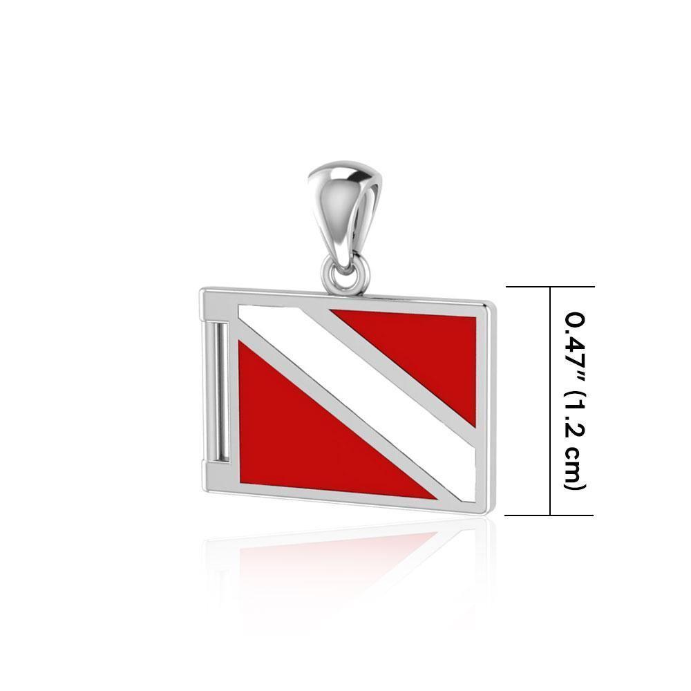 Dive safely ~ Sterling Silver Jewelry Dive Flag Pendant TP2705