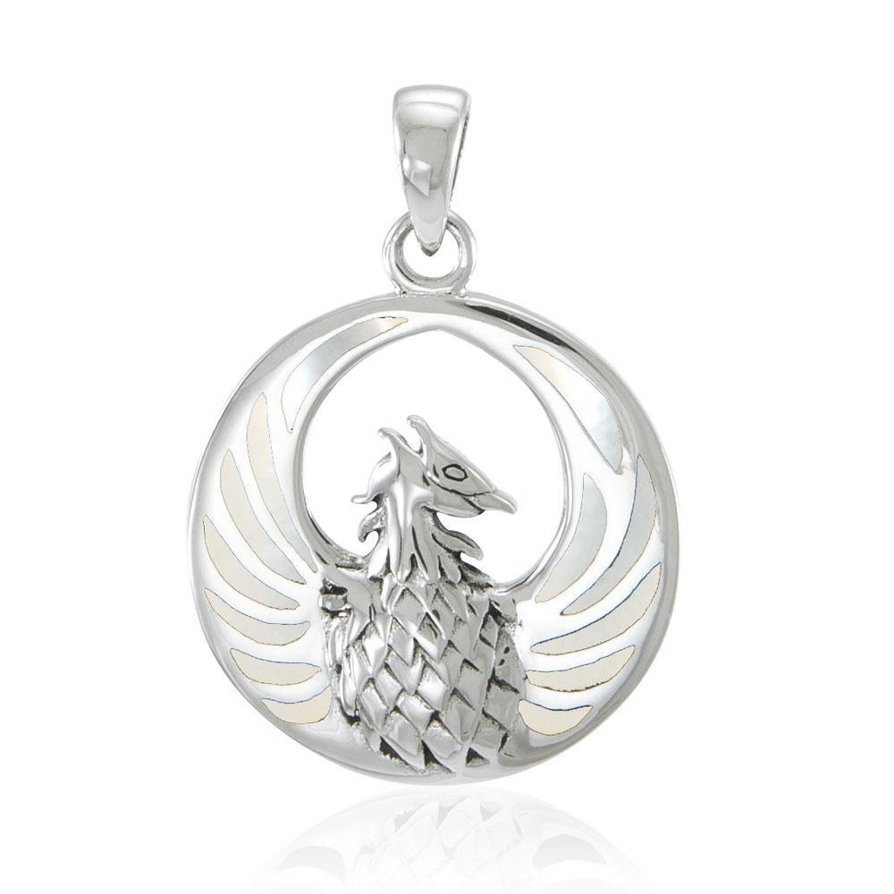 Silver Phoenix Pendant with Inlay Stone TP2819