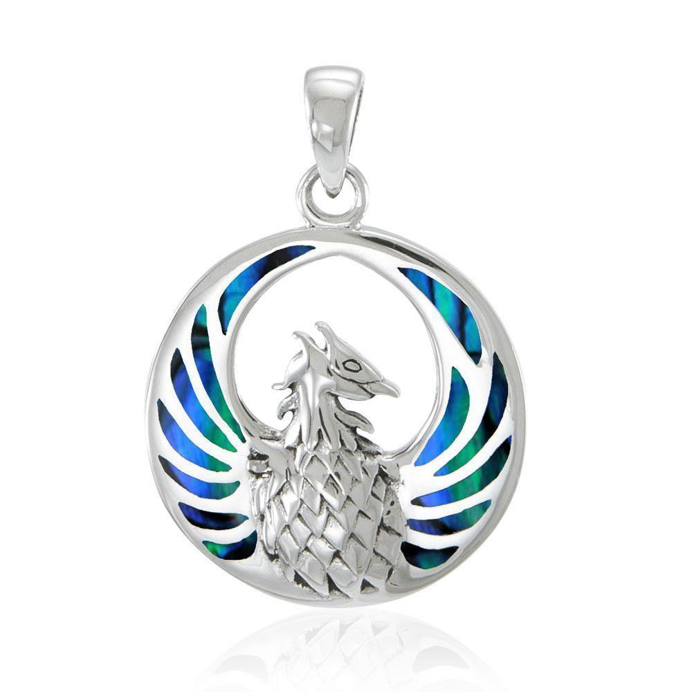 Silver Phoenix Pendant with Inlay Stone TP2819