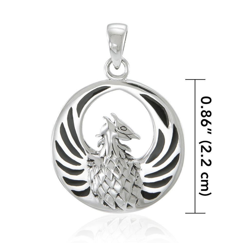 Silver Phoenix Pendant with Inlay Stone TP2819