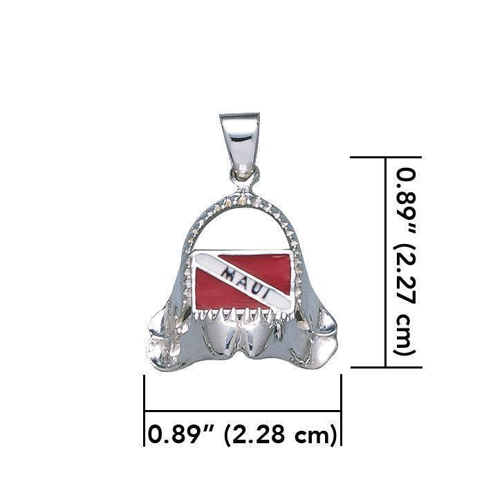 Shark Jaw with Dive Flag and Maui Island Silver Pendant TP2888