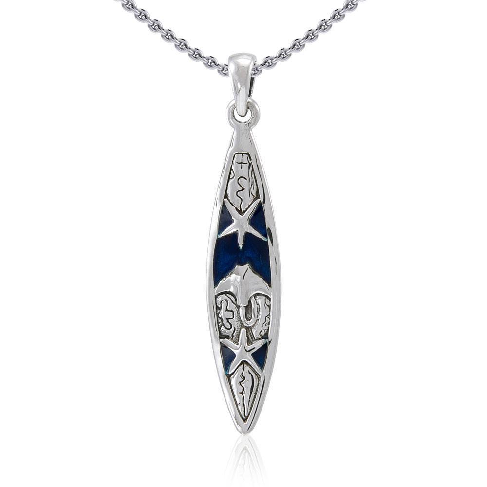 Sea Life-inspired Surfboard ~ Sterling Silver Pendant Jewelry TP2941