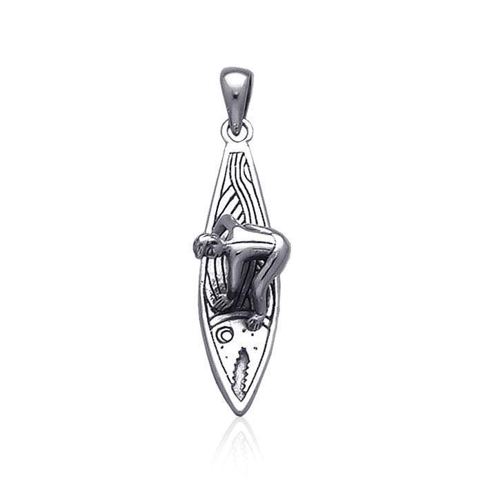 Surfer on Board ~ Sterling Silver Pendant Jewelry TP2943
