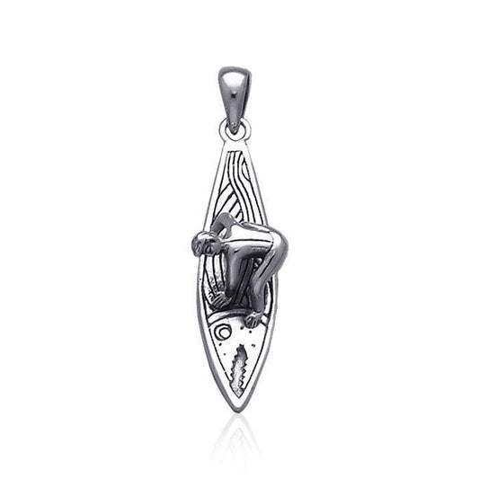 Surfer on Board ~ Sterling Silver Pendant Jewelry TP2943
