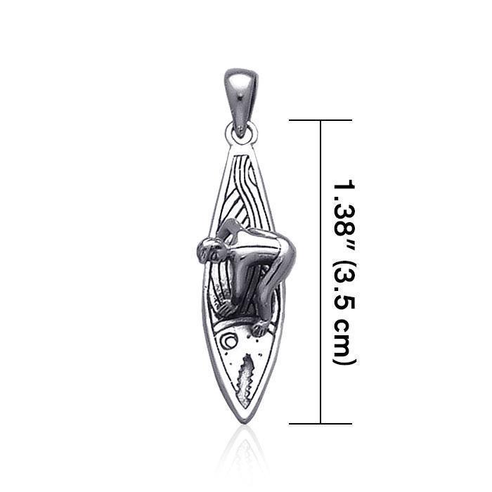 Surfer on Board ~ Sterling Silver Pendant Jewelry TP2943