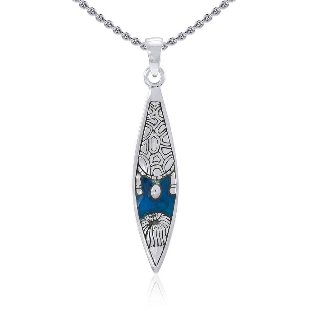 Turtle Surfboard Silver Pendant TP3005