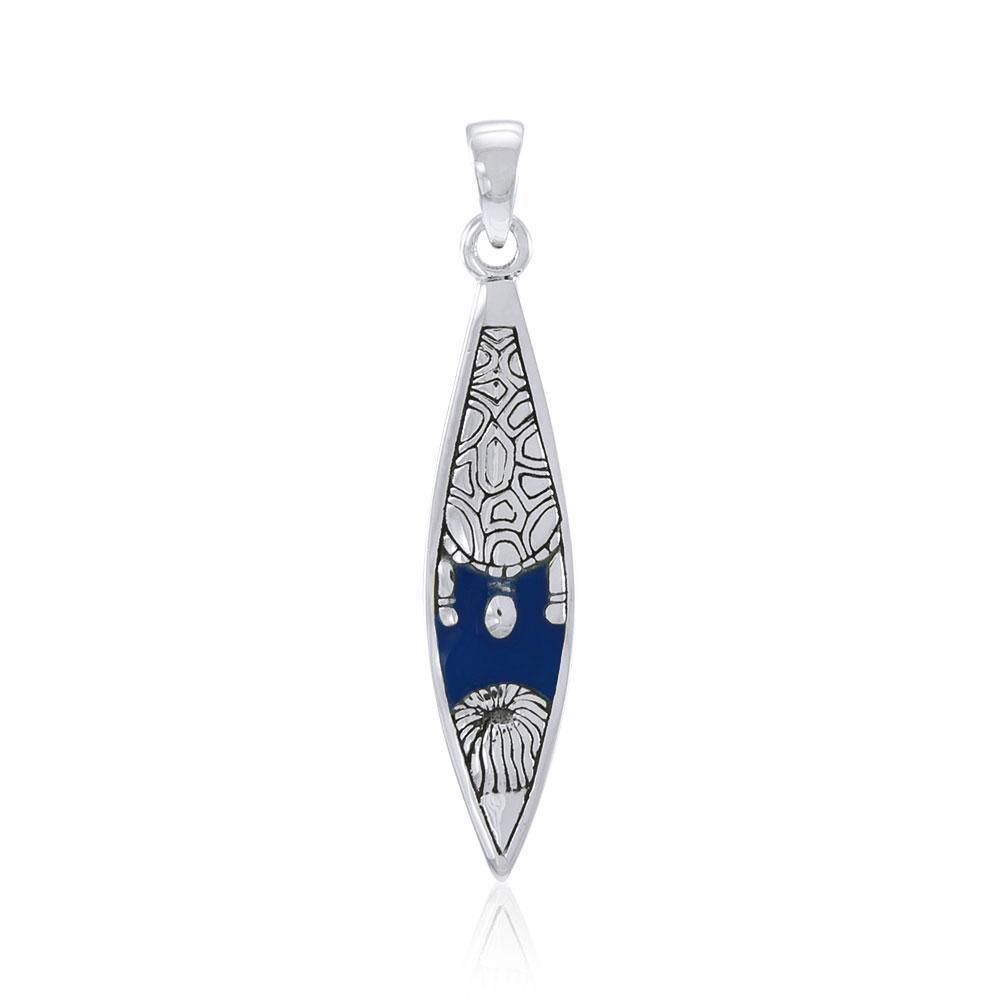 Turtle Surfboard Silver Pendant TP3005