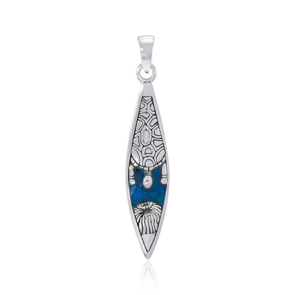 Turtle Surfboard Silver Pendant TP3005