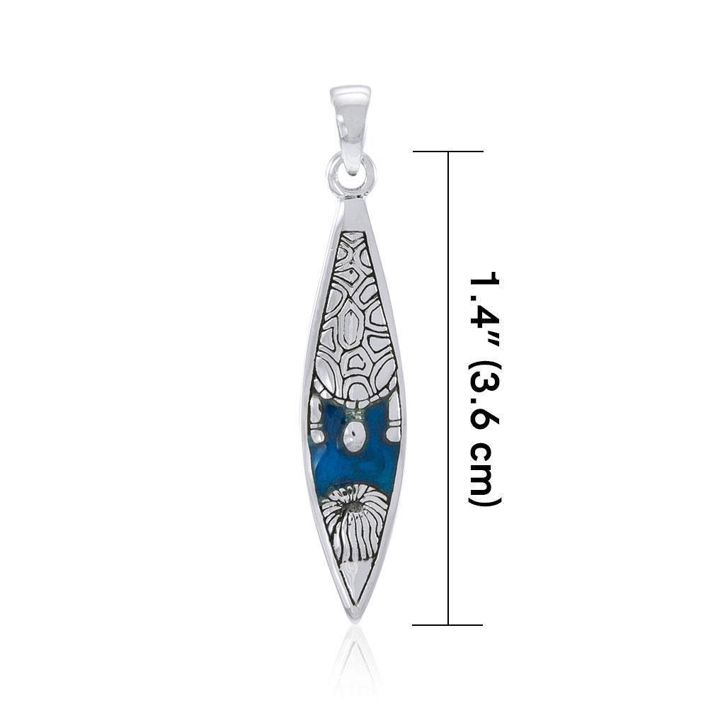 Turtle Surfboard Silver Pendant TP3005