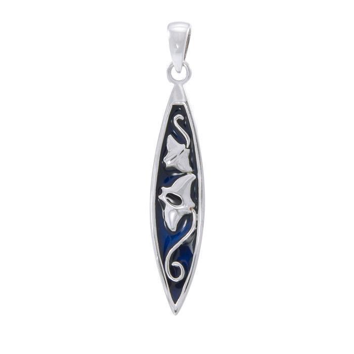 Manta Ray Surfboard Silver Pendant TP3009