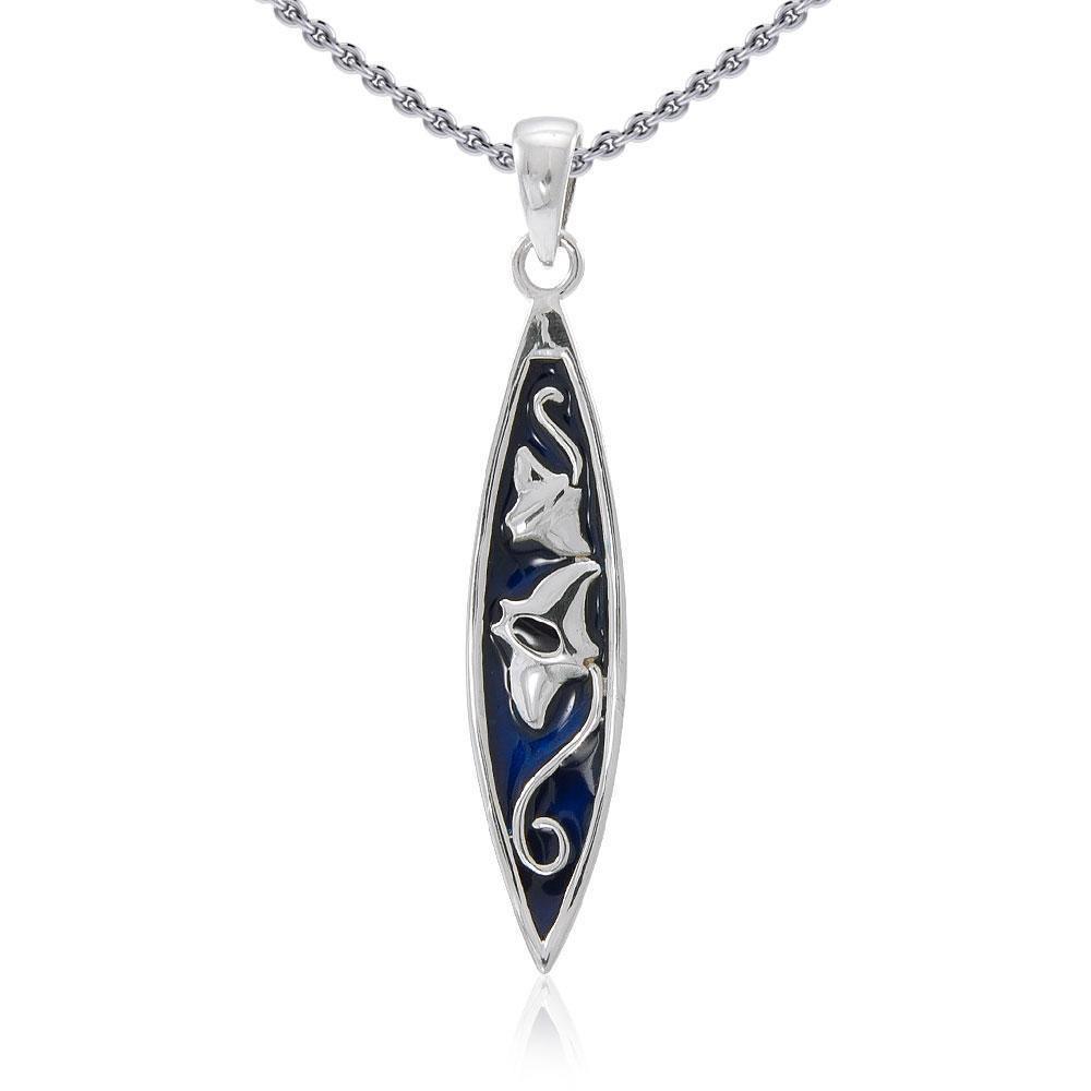 Manta Ray Surfboard Silver Pendant TP3009