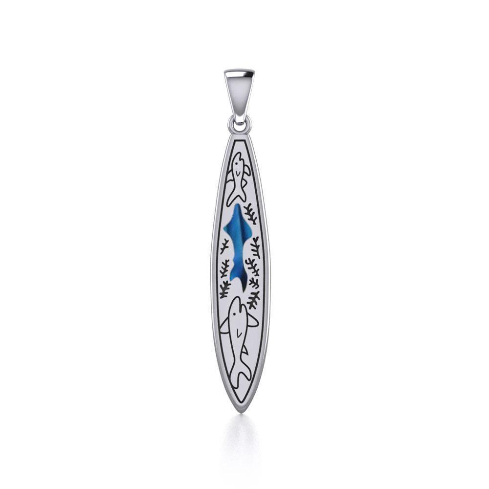 Shark-inspired Surfboard ~ Sterling Silver Pendant Jewelry TP3018