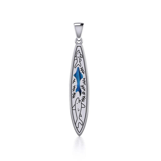 Shark-inspired Surfboard ~ Sterling Silver Pendant Jewelry TP3018