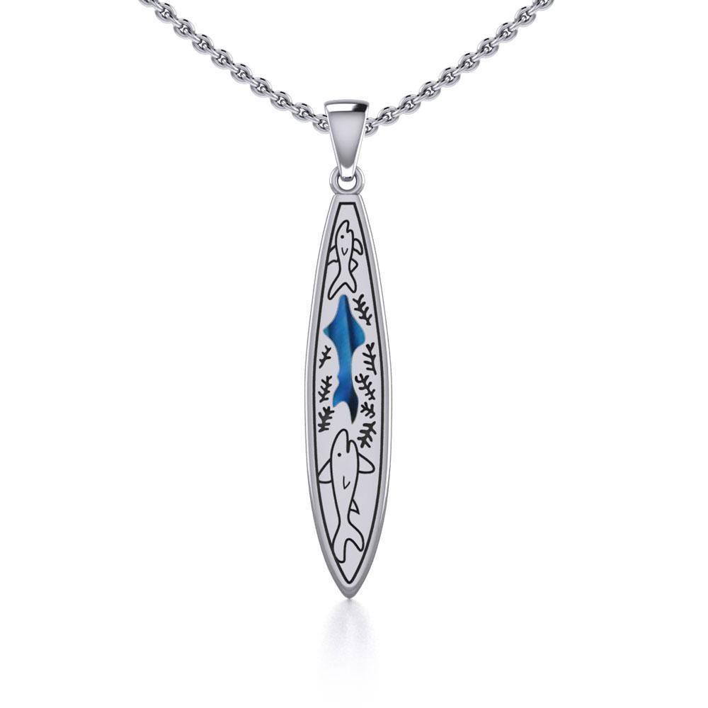 Shark-inspired Surfboard ~ Sterling Silver Pendant Jewelry TP3018