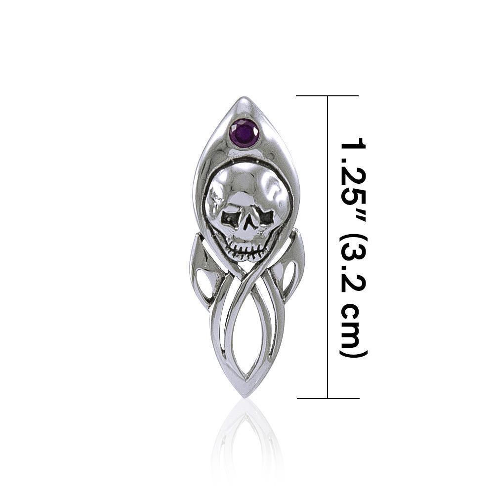 Skull with Gem Silver Pendant TP3074