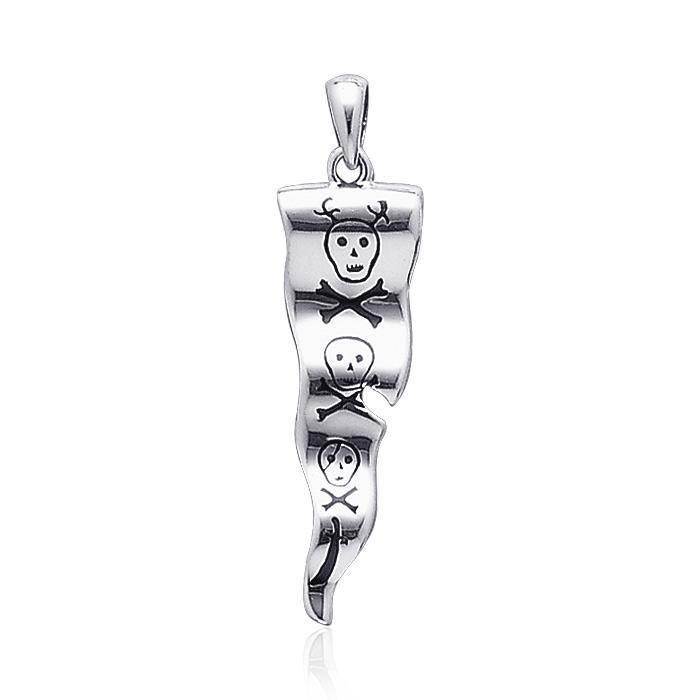 Francis Drake Flag of Pirate ~ Sterling Silver Jewelry Pendant TP3085