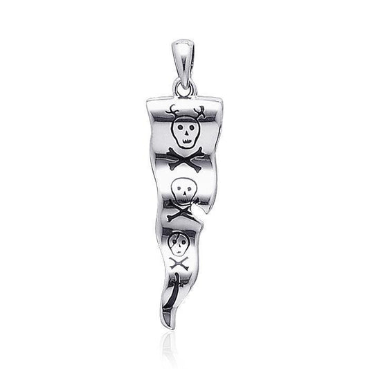 Francis Drake Flag of Pirate ~ Sterling Silver Jewelry Pendant TP3085