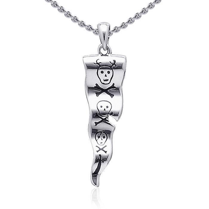 Francis Drake Flag of Pirate ~ Sterling Silver Jewelry Pendant TP3085