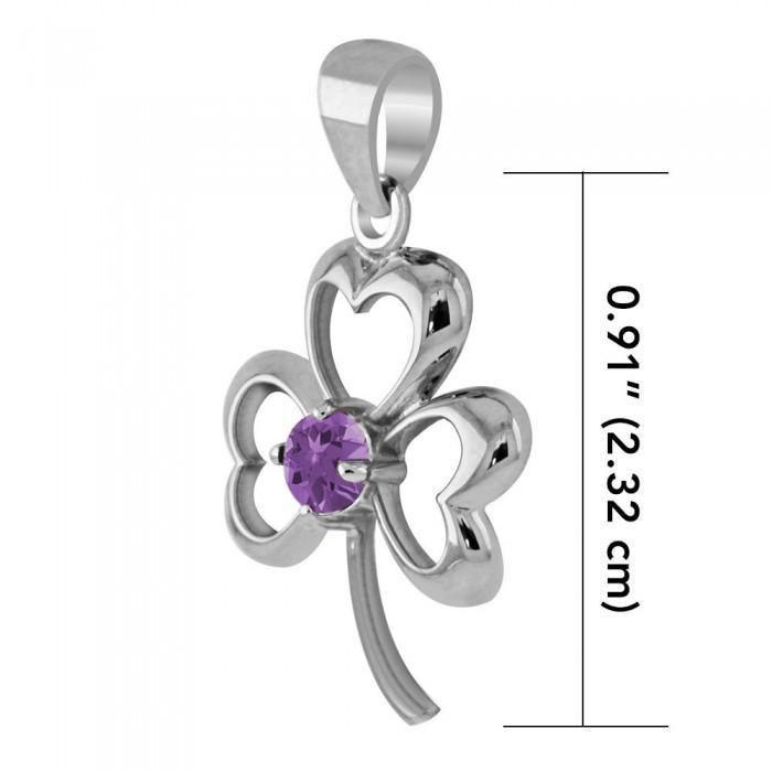Finest beauty ~ Sterling Silver Jewelry Shamrock Pendant with Center Gemstone TP3105